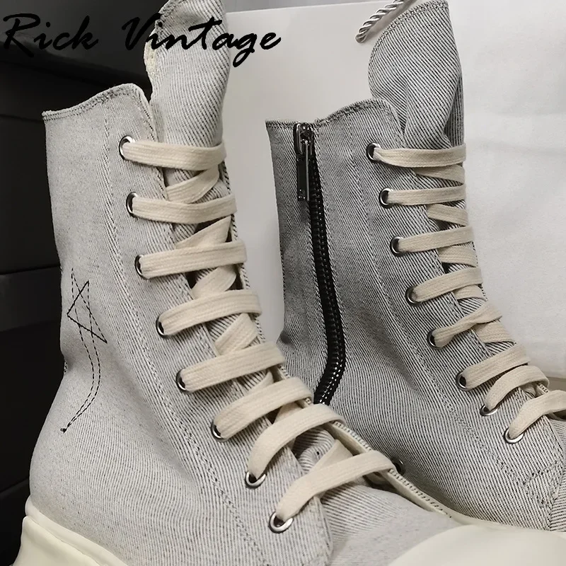 Rick Vintage High Top Canvas Shoes Women Casual Fashion Breathable Platform Lace Up Sneakers Shoes Męskie duże rozmiary Trend Shoes