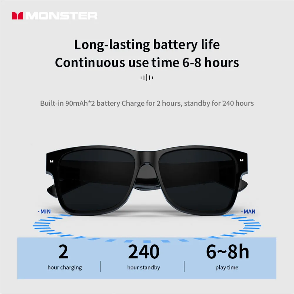 Monster Glasses Headset Wireless Bluetooth 5.0 Sunglasses Outdoor Sport earphone Calling Music Eyeglasses - Image 3