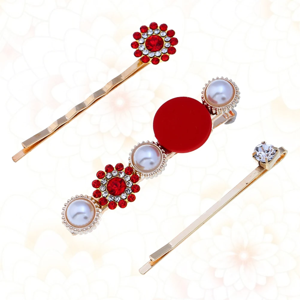 

3pcs Pearl Hair Rhinestone Hairpins Girls Headwear Jewelry Accessories Elegant Wedding Party Pearl Hair Clips Gifts