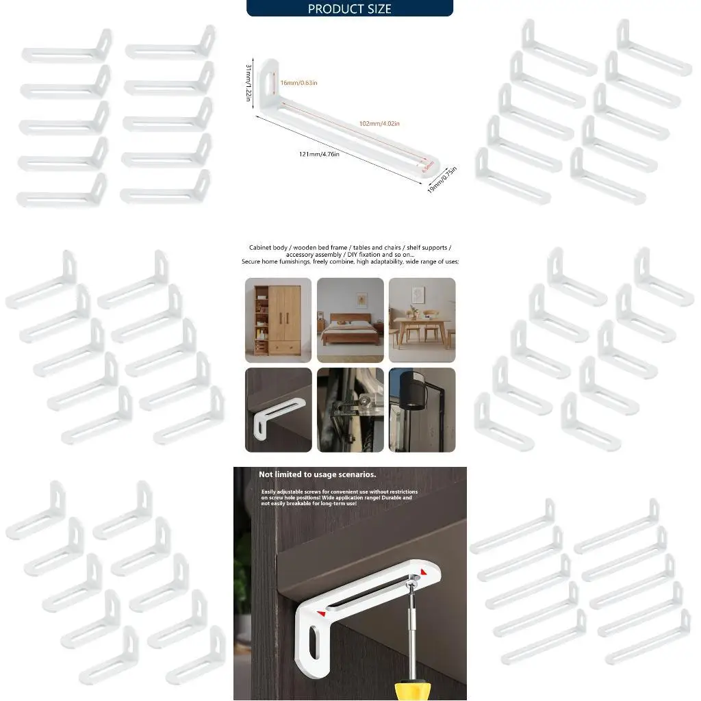 

652F Iron Corner Brackets Set With Double Grooves Wall Mounting Brackets for Secure Wall Mounting and Home Improvement