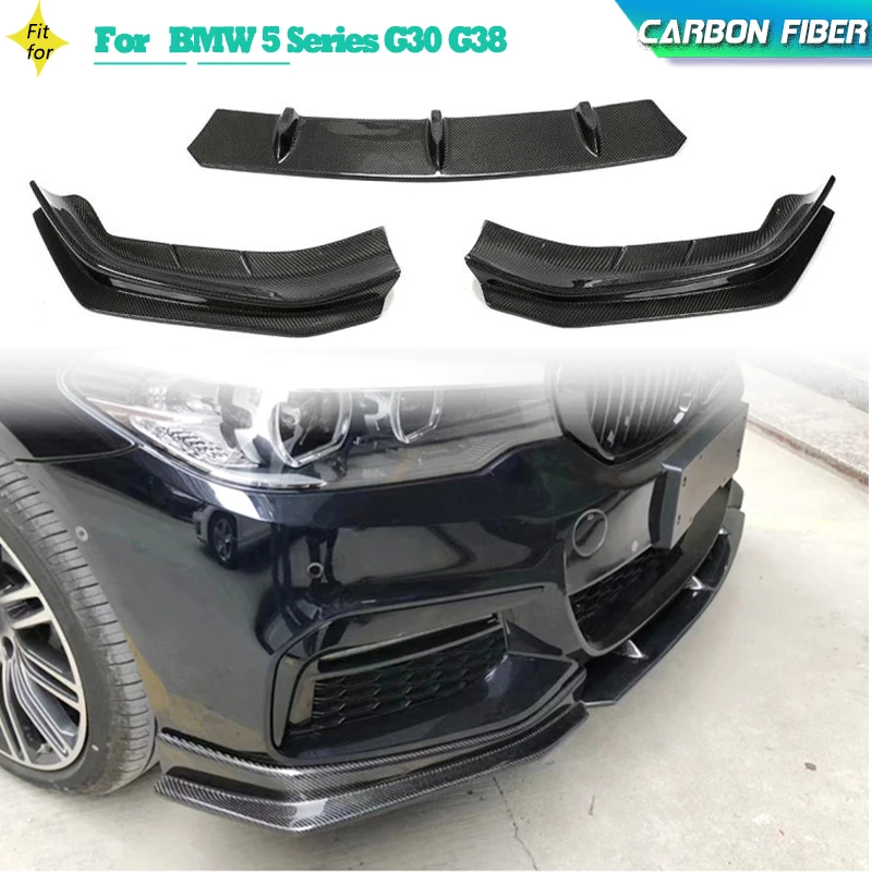 Carbon Fiber Car Front Bumper Lip Spoiler for BMW 5 Series G30 G38 540i M Sport Sedan 2017-2020 Front Lip Chin Apron Body Kits