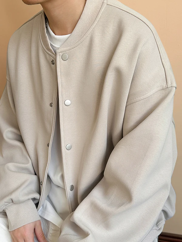 

Мужская бейсбольная куртка-бомбер цвета хаки для весны и осени, молодежная, в университетском стиле, модная, с высоким воротником, на одной пуговице