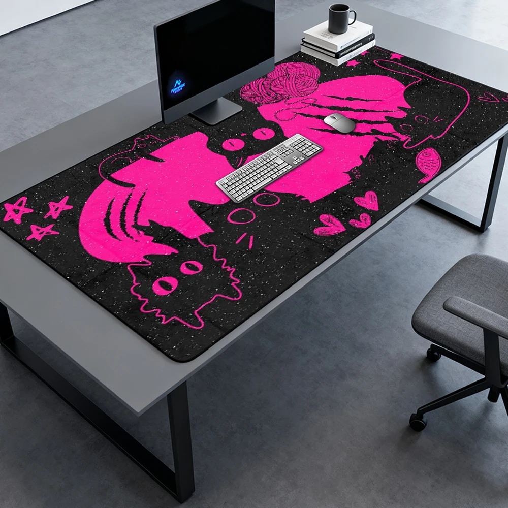 Cat Mousepad Desktop Mat Oversized Pink Cute Gaming 120cm XXXL Pc Accessories Soft Premium Workstation Study 140x60 Desk Mat