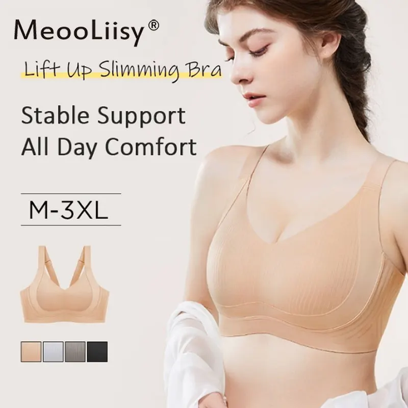 

Бесшовный бюстгальтер MeooLiisy Plus Size для женщин, антибактериальный, с поддержкой, пуш-ап, невидимый, женское нижнее белье