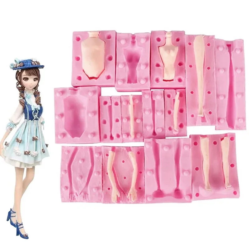 Fondant Doll Soft Candy Doll Body Mold 3D Arm and Leg Cake Molds DIY Clay Soft Epoxy Resin Silicone Mould Baking Tools