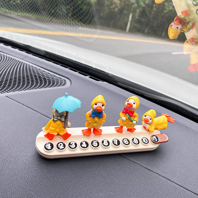 Car Duck number raincoat umbrella Yellow Green Duck car parking tag comes with aromatherapy