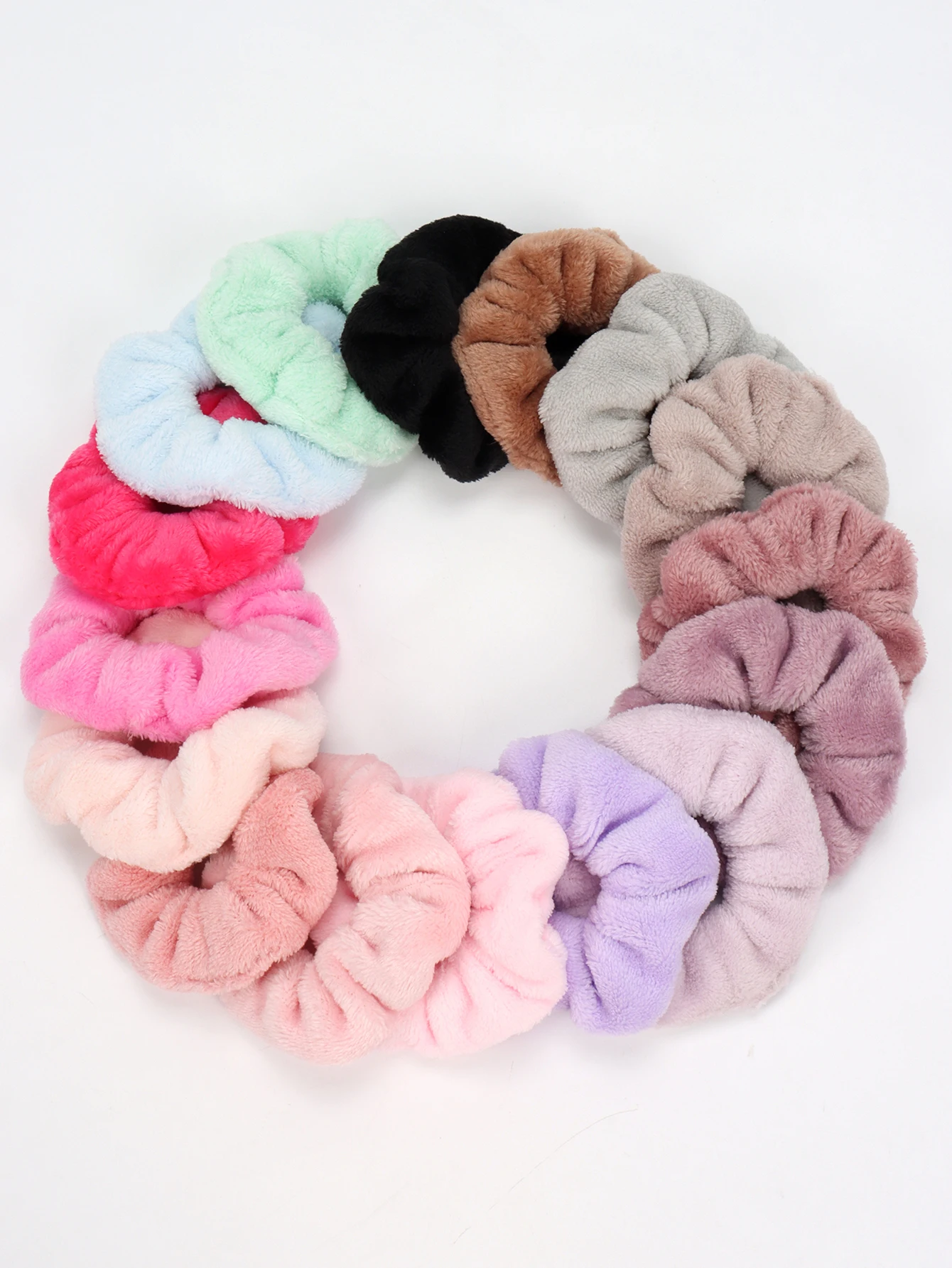 4er-Pack Haargummis, flauschig und weich, elastische Plüschhaargummis, Haargummis für Pferdeschwänze, die das Haar schützen, ohne es zu beschädigen_voghion.com