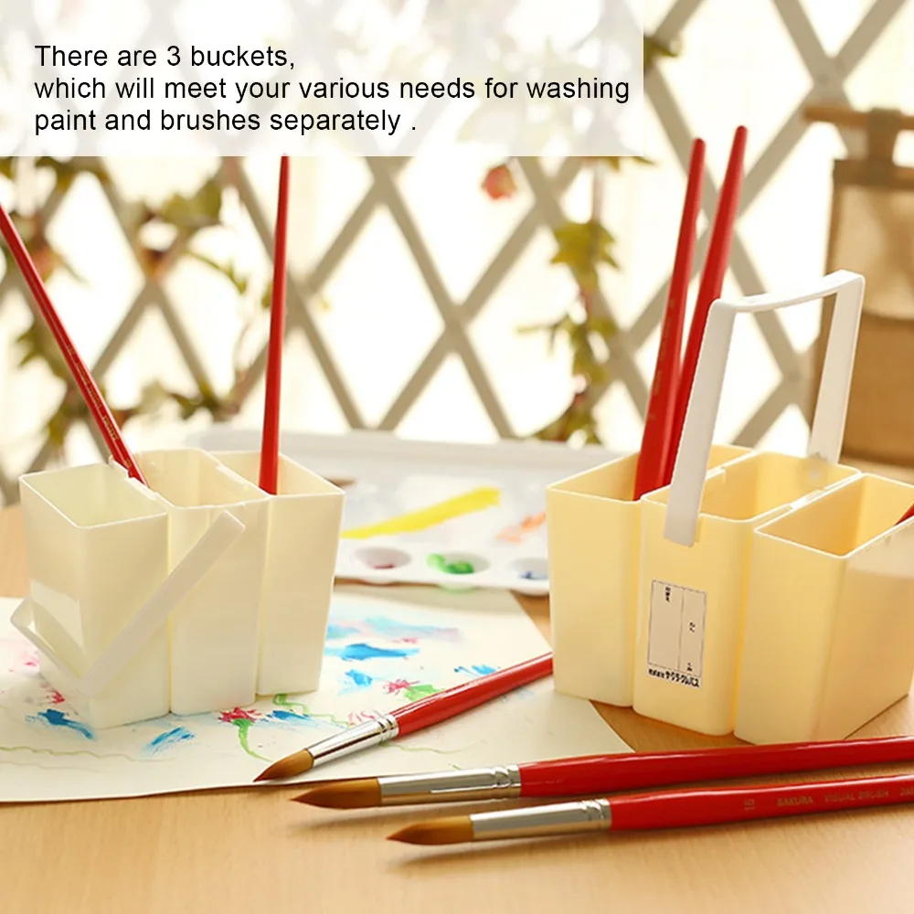 3PCS 3.1×2.6×1 in，3.3×3×1.3 in，3.2×2.8×1.2 in Folding Paint Water Bucket Folding Structure Three In One Art Brush Washing Tub