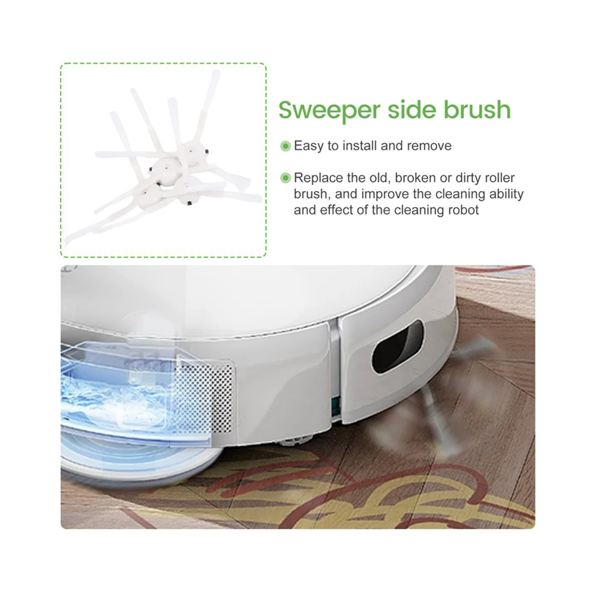 8PCS Accessories for Qihoo 360 S5 S7 S7 Pro Robot Vacuum Cleaner Spare Side Brush Replacement Parts