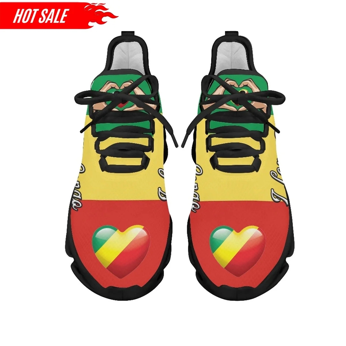Men's Shoes Women Casual Sneakers Congo Flag Printing Fashion Lace-up Walking Male Summer Flats Footwear Shoes 2024