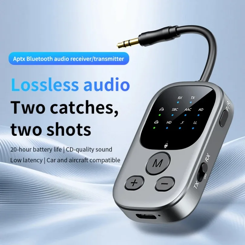 2 in 1 aptX Bluetooth 6.0 Audio Transmitter Receiver 3.5MM AUX Wireless Adapter Hifi StereoAdaptive For TV Speaker Headphones