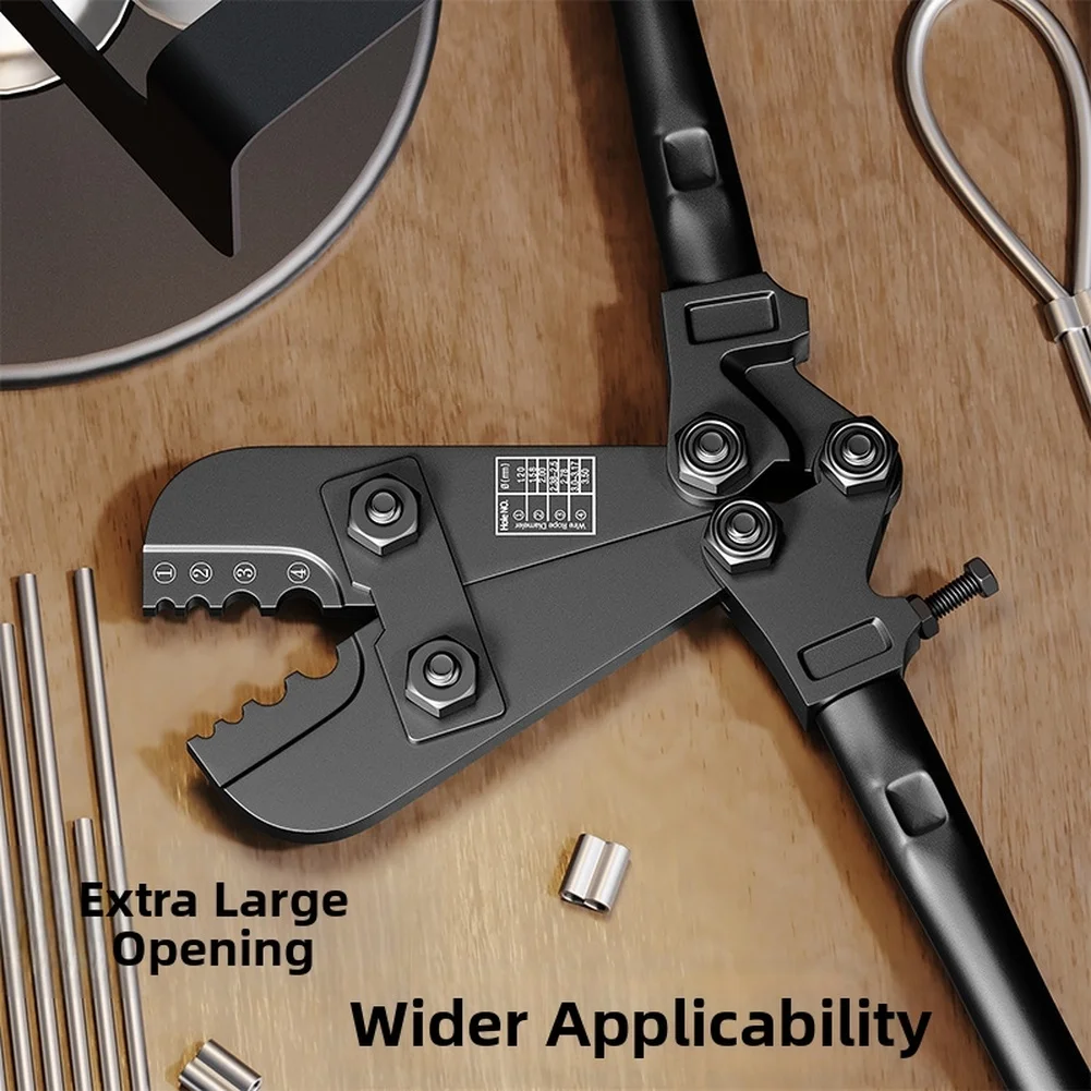 

Heavy Duty Wire Rope Crimping Pliers With 4 Dies For Round Aluminum Cable High Carbon Steel Hand Tool Red 39cm
