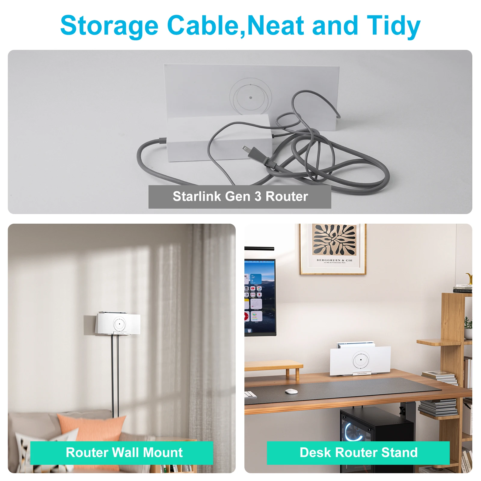 ل Starlink Gen 3 راوتر جبل 2 في 1 إمدادات الطاقة بين قوسين حامل توفير المساحة مجموعة الإنترنت عبر الأقمار الصناعية تصاعد قوس عدة