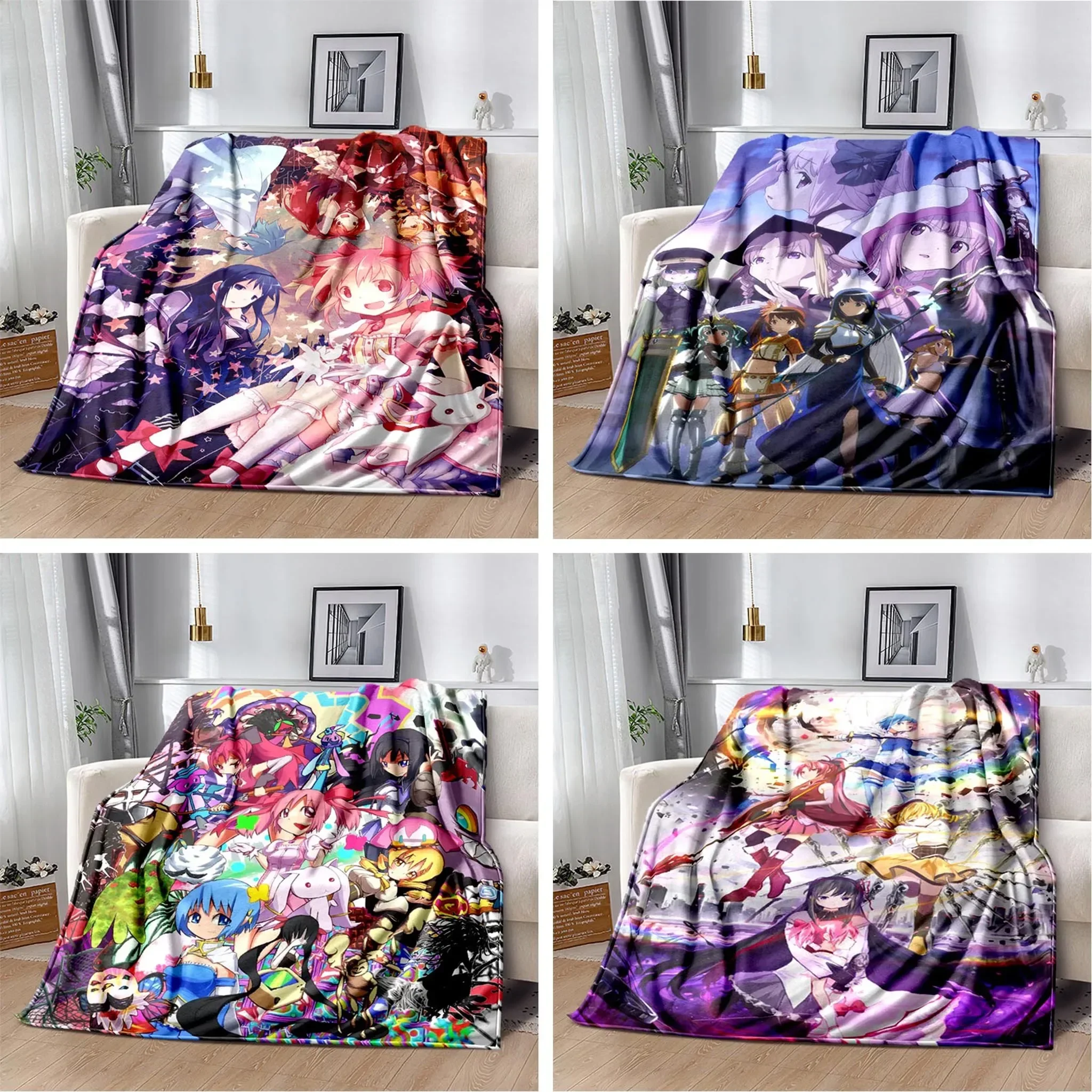 Cartoon Mahoshojyo Puella Magi Madoka Magica Blankets Anime Homura Akemi Fuzzy Awesome Warm Throw Blankets for Home Decoration