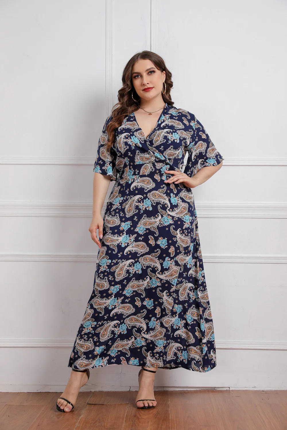 Plus Size Floral Print Maxi Long Summer Dresses For Women Wholesale China