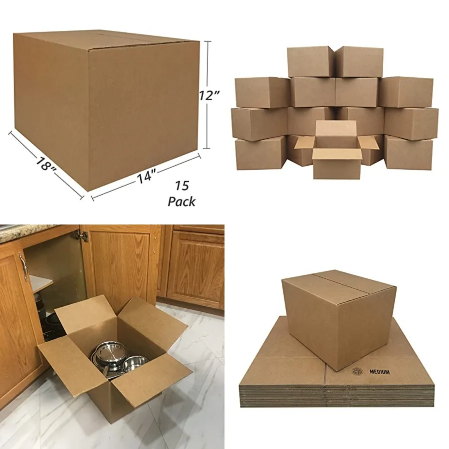 

uBoxes Moving Boxes Bundles Medium Boxes 18" x 14" x 12" - Medium Boxes Pack of 15