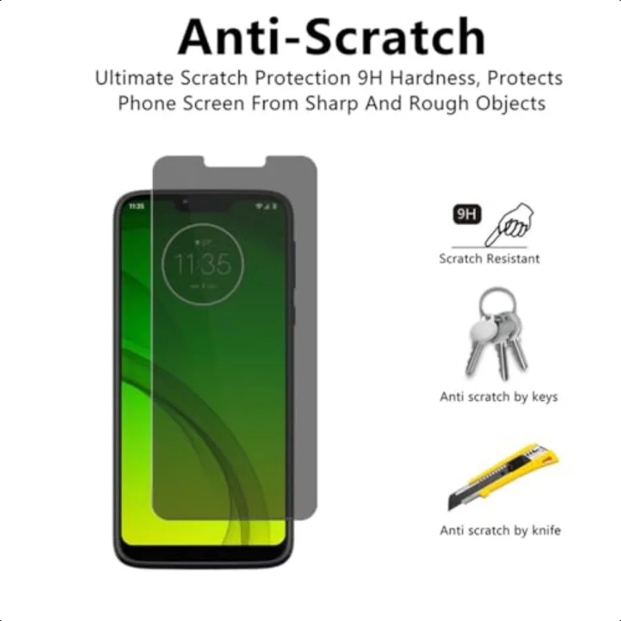 واقي شاشة مضاد للتجسس لهاتف موتورولا موتو G7 Power 6.2 [2PACK] حافظة صديقة للبيئة مضادة للخدش طبقة رقيقة واقية للخصوصية لهاتف Moto G7