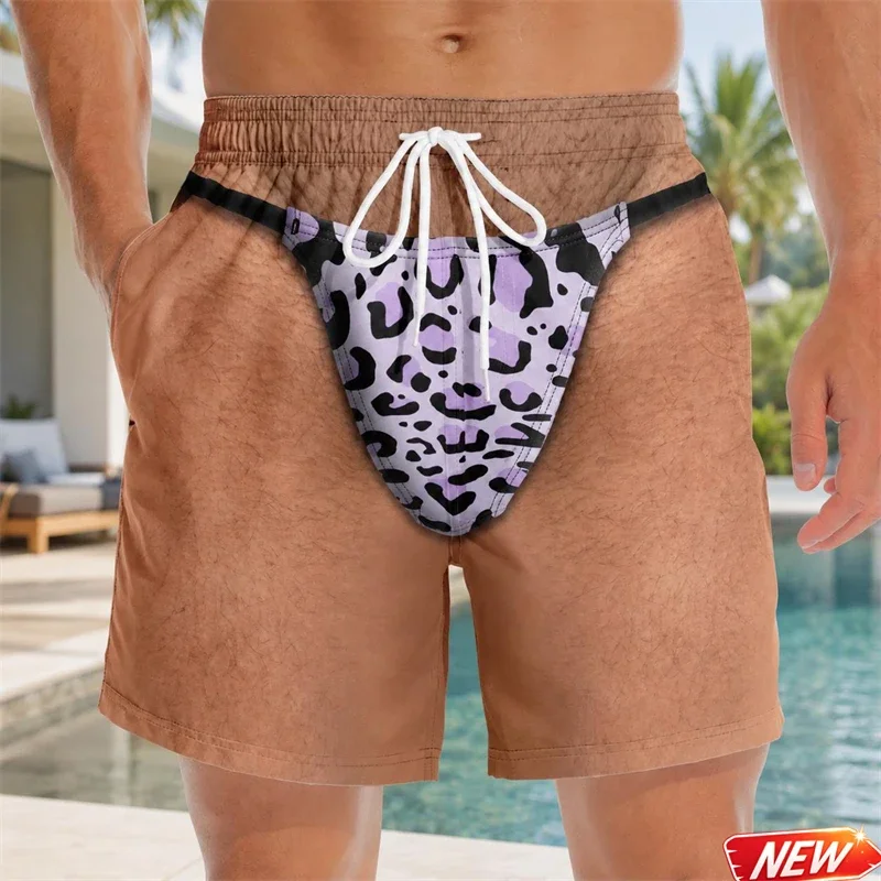 Lustige Badehose für Männer 3D-Druck Leopardenmuster Kunstleder Sommer Urlaub Strandshorts Hawaiianisches Reisegeschenk für Männer Surfbrettshorts – Detail 8