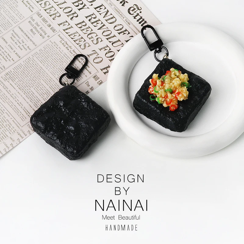 Fun Food Toy Garlic Flavor Stinky Tofu Keychain Ornament Backpack Personalized Hanging Decoration Accessories for Food Lovers