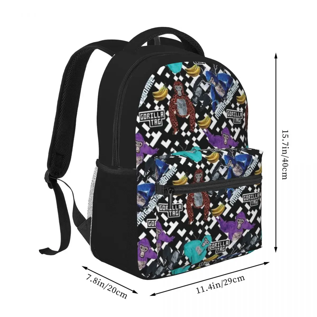 Gorila Tag VR Gamer Merch Mochila, bolsa de escola impermeável para adolescente estudante bolsa de livro, bonito Bagpack para estudante, 16"