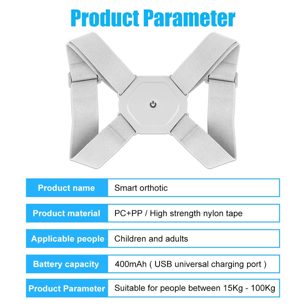 지능형 자세 교정기, 조절 가능한 등 버팀대, 지지대 벨트, 진동 센서, 스마트 자세 알림, 학생 성인 어린이