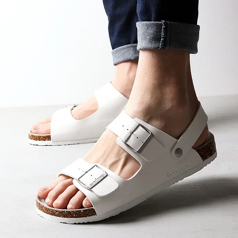 Sandalias de corcho antideslizantes para hombre y mujer, zapatos informales de gladiador para exteriores, playa, verano, 2022