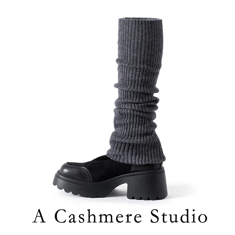 Autumn Winter 100% Pure Cashmere Knitted Socks for Women's Leg Protectors Stacked Socks Fashionable Japanese Versatile Warm Sock