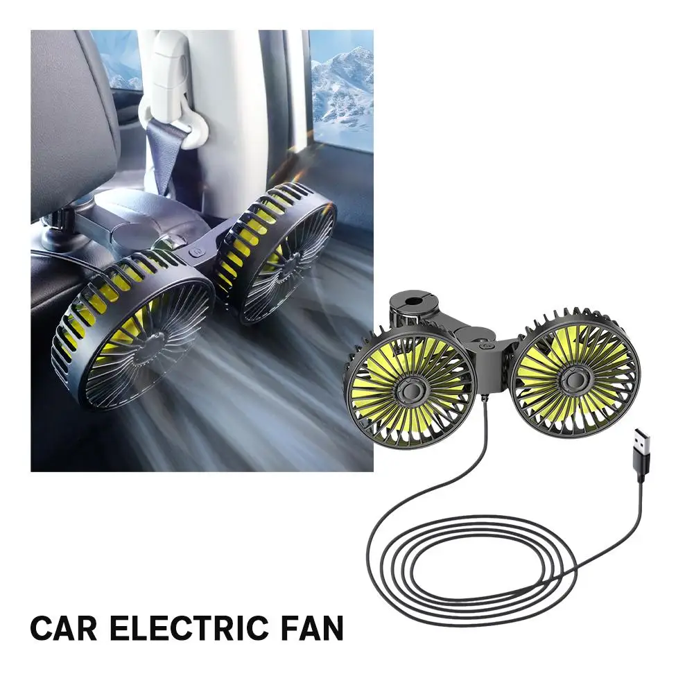 

USB Car Cooling Fans For Sedan SUV RV Truck 3 Speeds 360° Rotatable Vehicle Rear Headrest 5V Powerful Electric Air Circulat Y4Q3