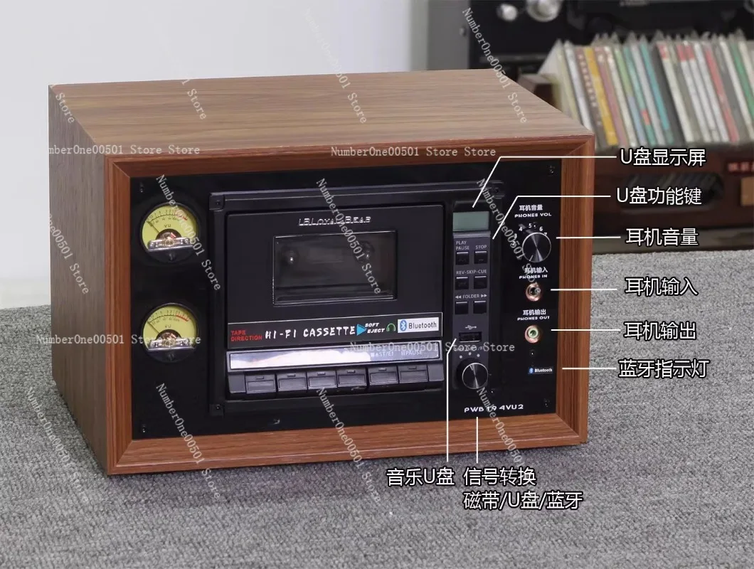 

Retro Desktop Cassette Player with Bluetooth USB Portable Tape Deck Mini Stere