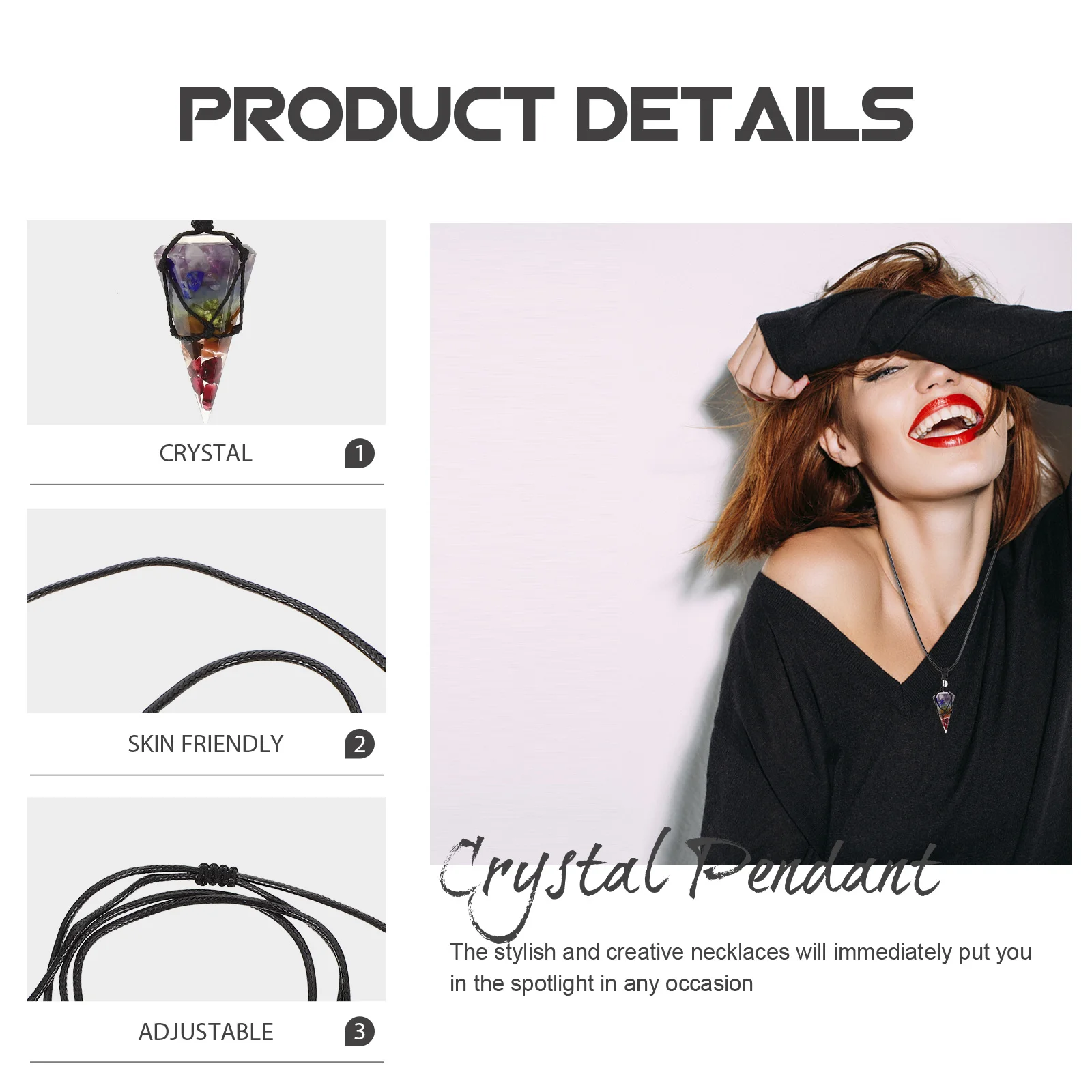 

Delicate Crystal Pendant Necklace Sturdy Elegant Crystal Jewelry Neck Decoration for Women Gift Daily Outfit Stone Necklace