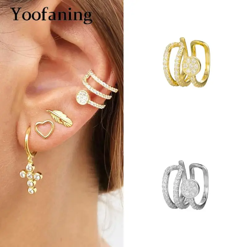 

925 Sterling Silver Ear Needle Advanced Design Irregular Zircon Clip Earrings Fashion Trend Exquisite For Women Earrings Jewelry