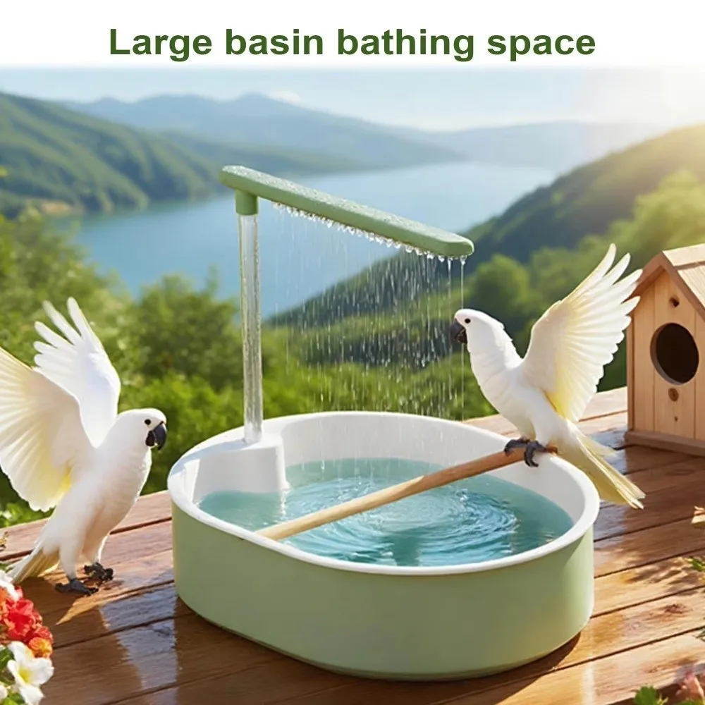 

Circulating Water Automatic Bird Bathtub Comfort with Resting Stick Parrot Shower Large-capacity Parrot Bathing Pool Indoor Cage