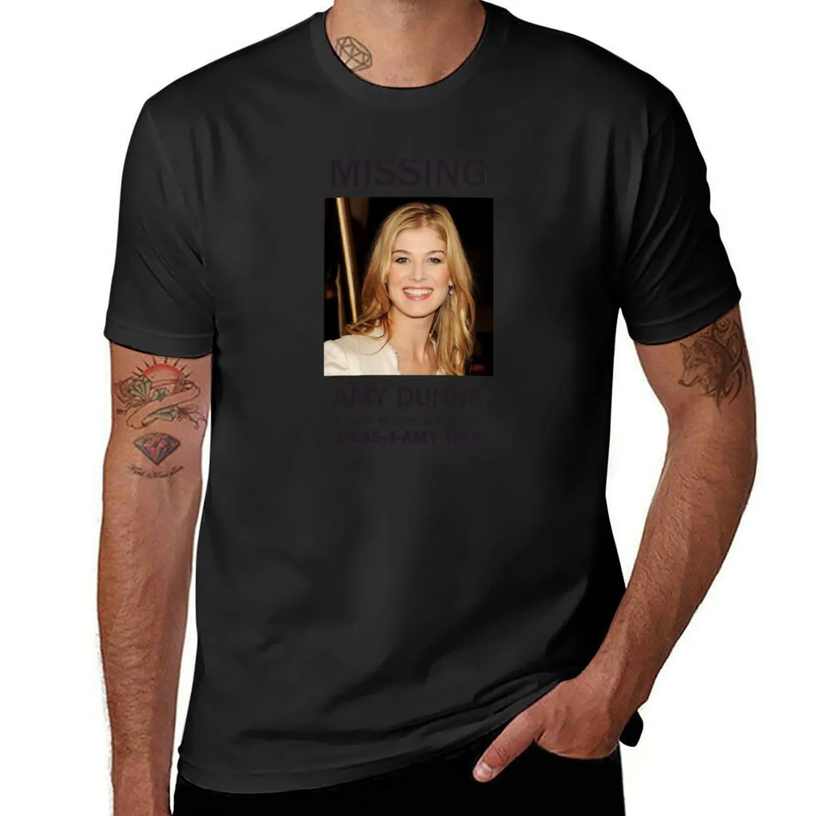 MISSING - AMY DUNNE (GONE GIRL) T-Shirt vintage clothes tops sublime mens graphic t-shirts