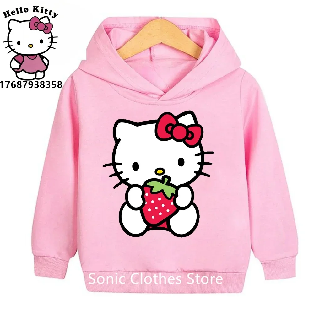 Kawaii Hello Kitty Hoodie Girls Clothing Cute Baby Fashion Boys Clothes Autumn Sport Sweatshirt Children Tops