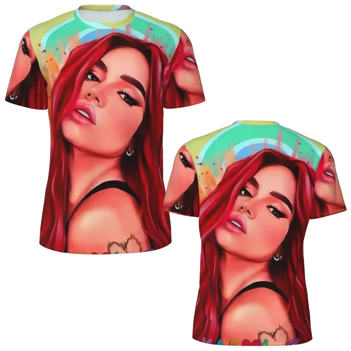 K-Karol G Red Hair Party Invitation Art T Shirt Trendy Cool Sportswear T Shirts Short Sleeve Tshirt Summer Casual Plus Size Tees