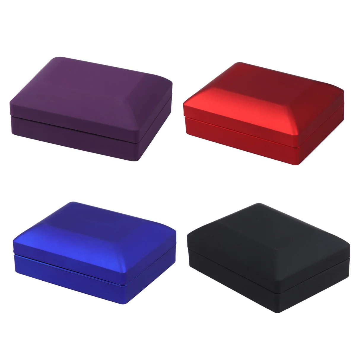 صندوق مجوهرات مضاء بإضاءة LED 7X9X3.2 سم حاوية هدايا داخلية من المطاط الأحمر مقاومة للغبار والخدش #6