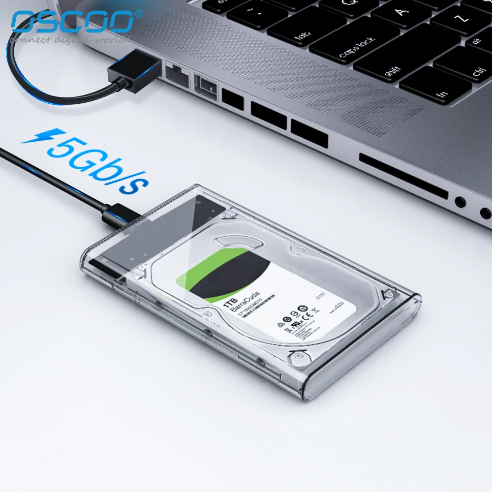 HDD-Gehäuse 2,5 Zoll transparent USB 3,0 bis Sata 3,0 SSD HDD-Gehäuse tool frei 5 Gbit/s Unterstützung 2TB Festplatten gehäuse SSD-Box