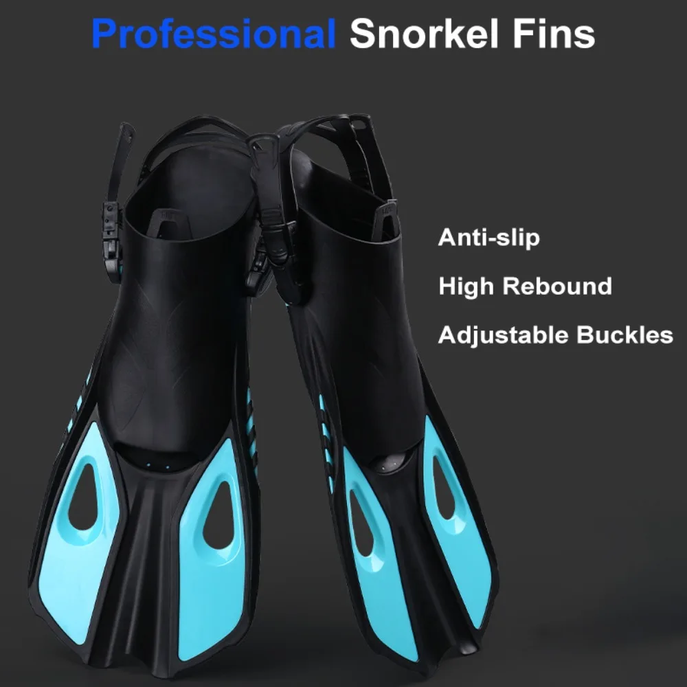 Adjustable Buckles Snorkel Fins Silicone Duck Webs Swim Flippers Travel Size Open Heel Short Diving Frog Shoes Adult Men Women