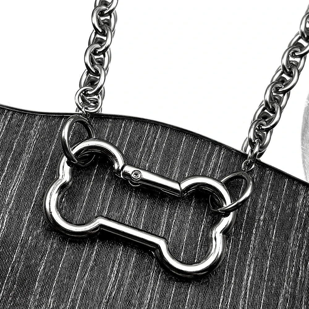 Punk-Hunde-Knochen-Anhänger-Halskette für Damen, Egirl, Edelstahl, silberfarben, cooles Accessoire, süßer DIY-Kettenschmuck, Goth – Detail 8