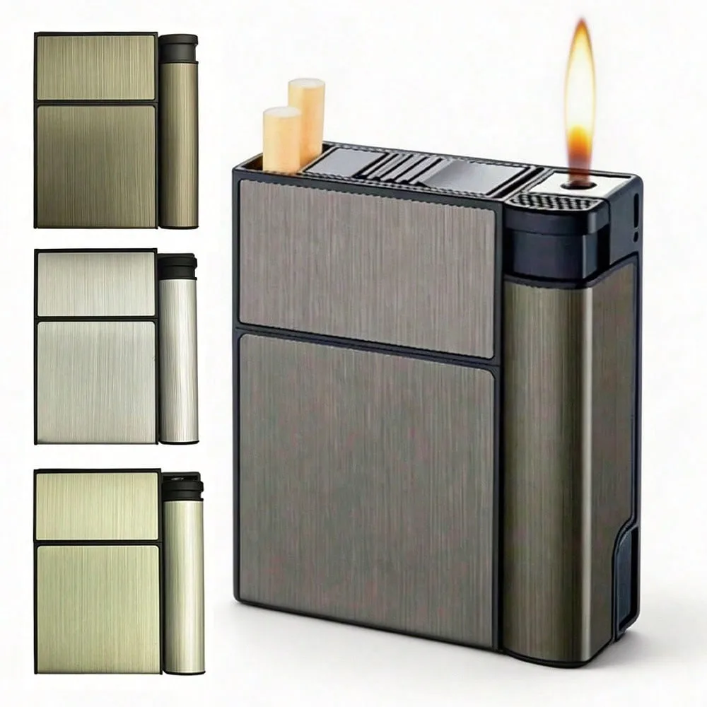20PCS Capacity Metal Cigarette Box Case for 84mm Size with Lighter Case, Creative Cigarette Holder Anti Pressure Moisture-proof