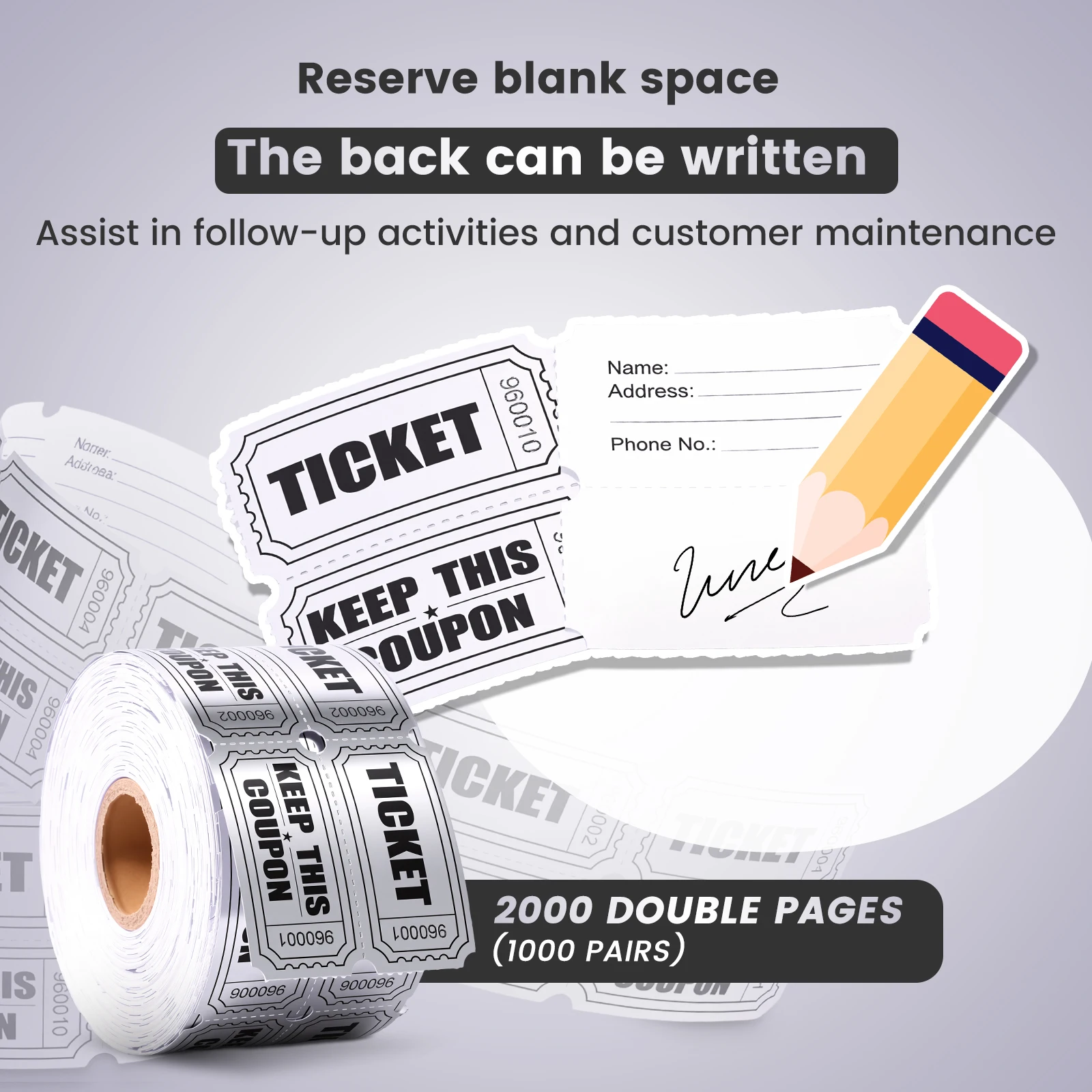 ‌Colorful Tearable Admission Tickets Bulk 2000pcs Roll Event Vouchers Coupons Set Raffle Lottery Prize Draw Tickets Multipack view 3