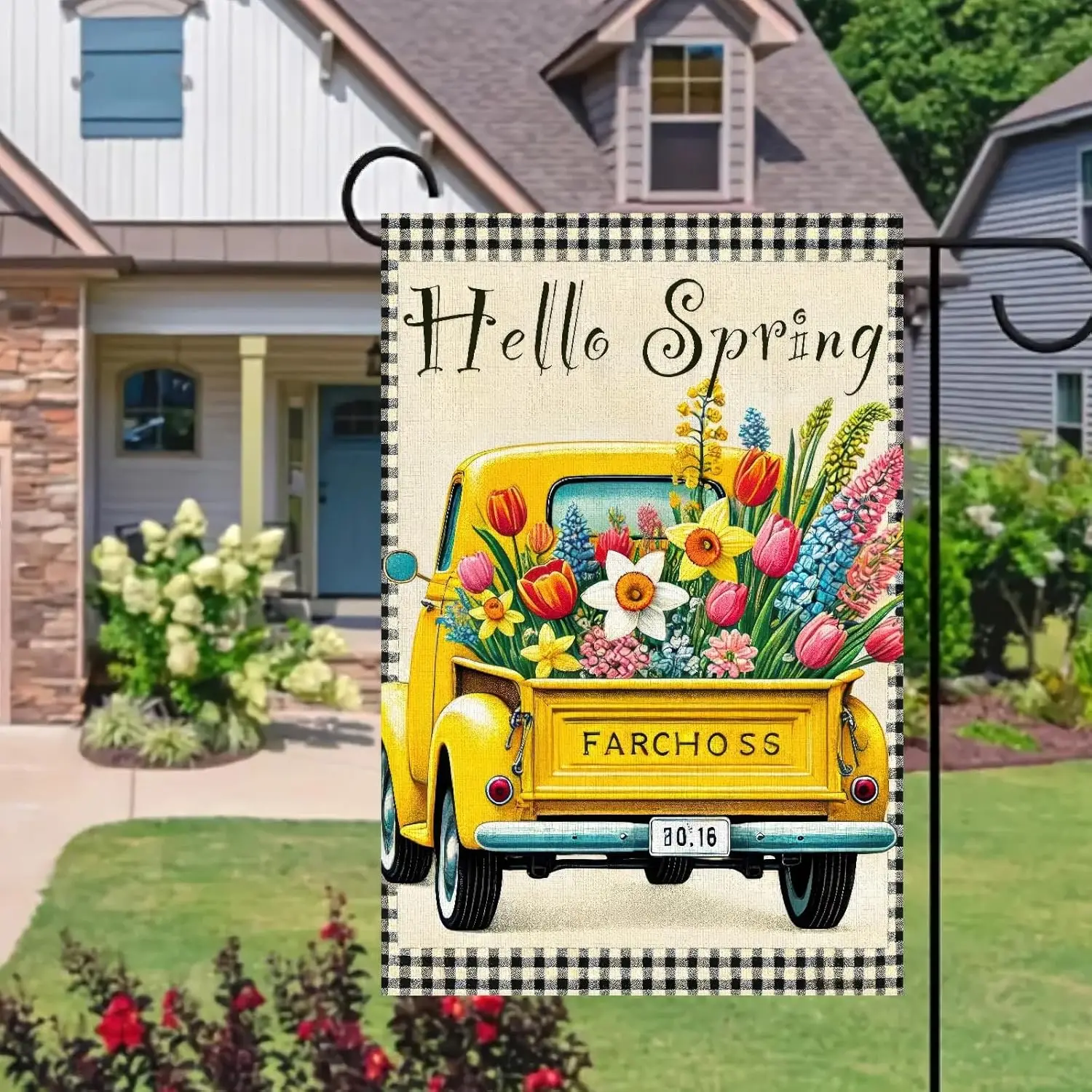 Hello Spring Welcome Garden Flag Double Sided 12x18 Inch Car Garden Flag Spring Flowers Truck Yard Flag Seasonal Outdoor Dec SSL