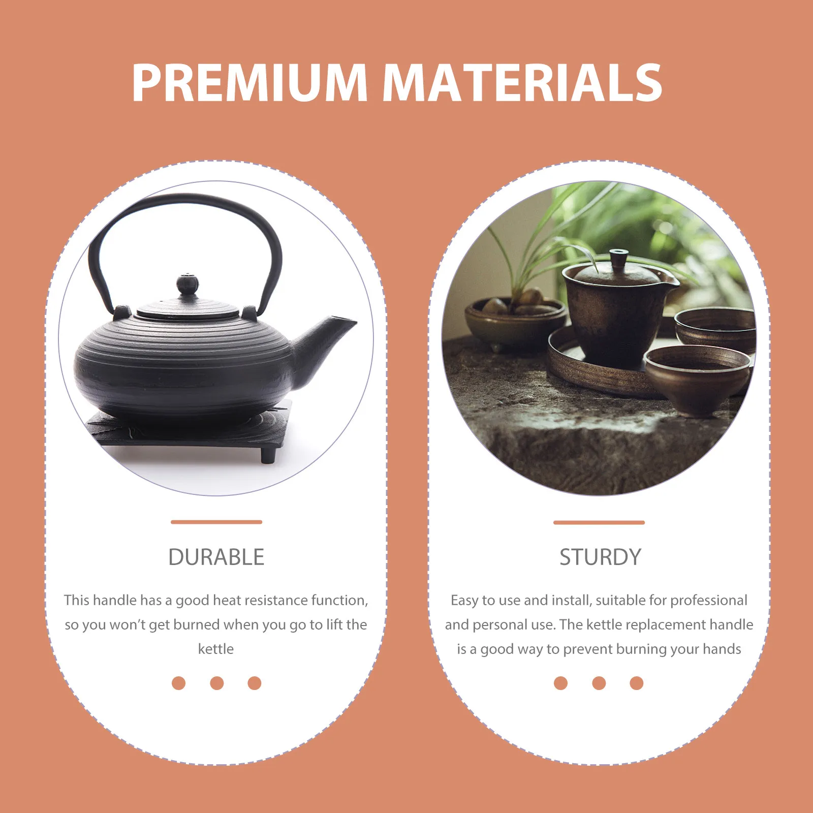Wear Resistant Teapot Handle Iron and Suede Construction Ergonomic Comfort Grip Replaceable Kettle Accessory for Safe