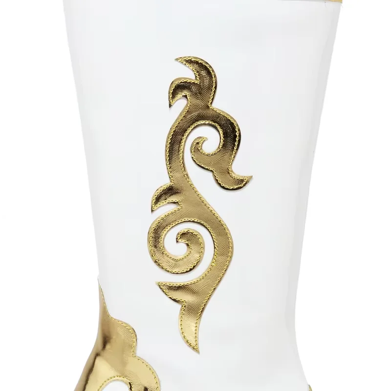 أحذية منغولية بيضاء من البولي يوريثان للنساء أحذية الرقص للمهرجان الوطني الصيني ملحقات الأداء العرقي للأقليات