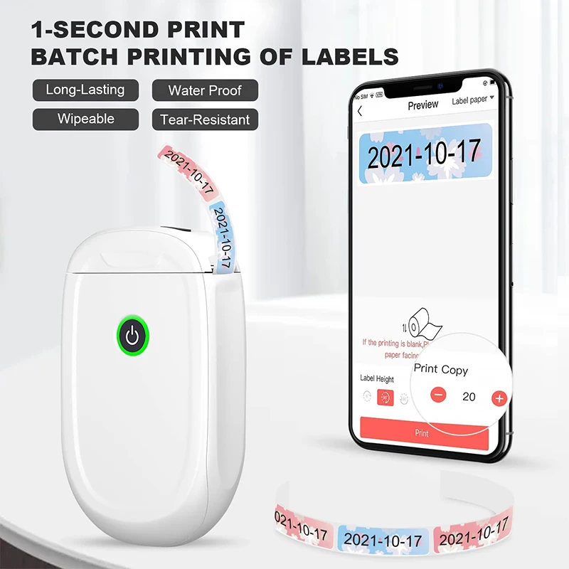 Mini Portable Printer HD Photo Bluetooth-Compatible Business Barcode Price Tag Cable Wireless Sticker Thermal Label Printer