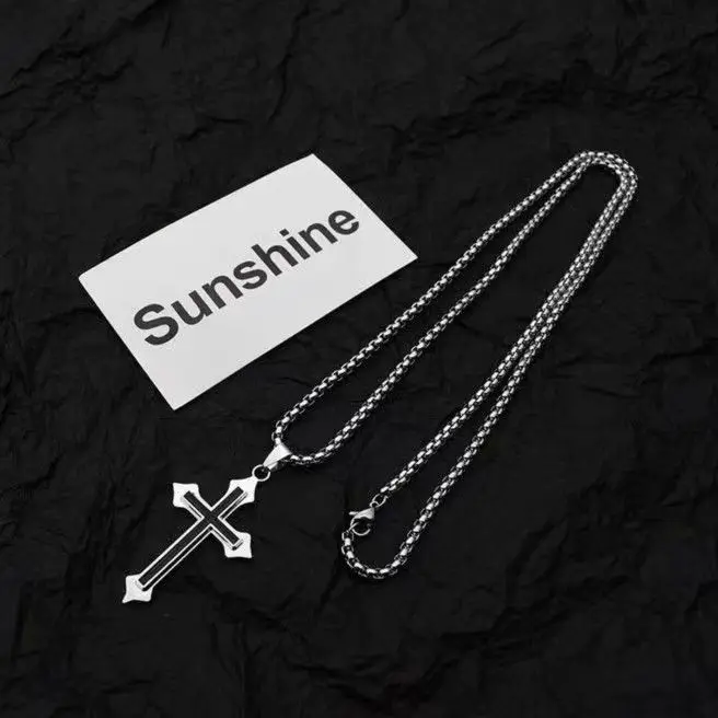 Cross Necklace for Men and Women Instagram Trendy Couple Bounce Dangle Personalized Student Hip Hop Accessories Trendy Goods