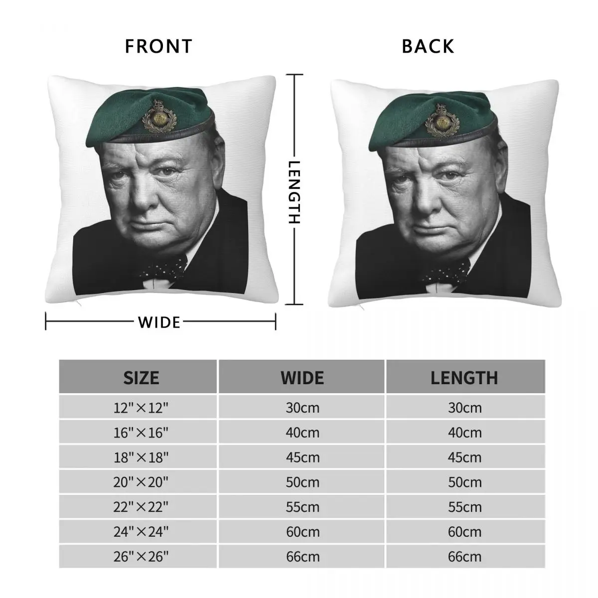 Winston Churchill Green Lid Square Pillowcase Polyester Linen Velvet Pattern Zip Decor Pillow Case Room Cushion Cover