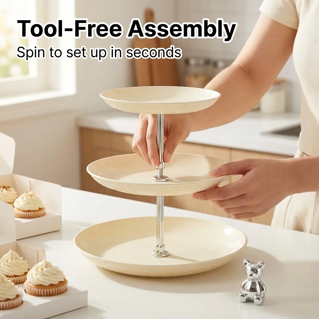 2/3 Tier Plastic Cupcake Stand Dessert Table Display Set Tiered Serving Tray Cake Display Stand Wedding Party Candy Table view 6
