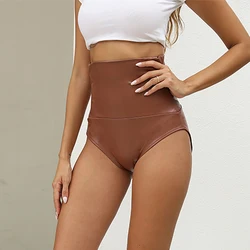 Womens PU Leather High Waist Pants Shorts Outfits Tummy Control Slimming Lift Hip Latex Trousers Streetwear Sheath Shorts 2XL