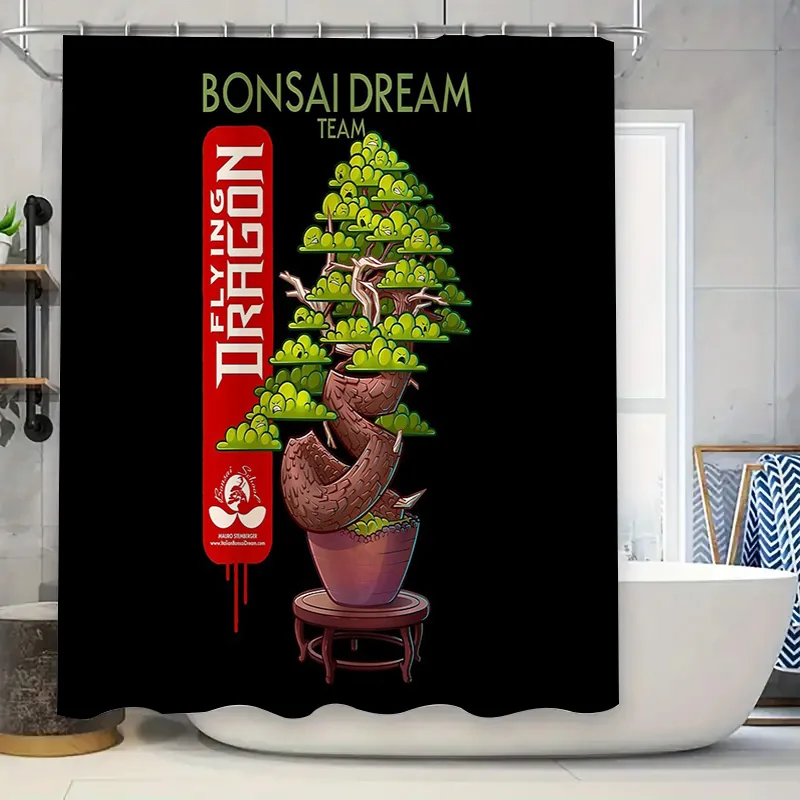 

Japanese Bonsai Tree Shower Curtain Zen Garden Nature Forest Landscape Bathroom Decor Japanese Style Washroom Hanging